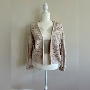 Chunky Cropped Crochet Cardigan Sweater